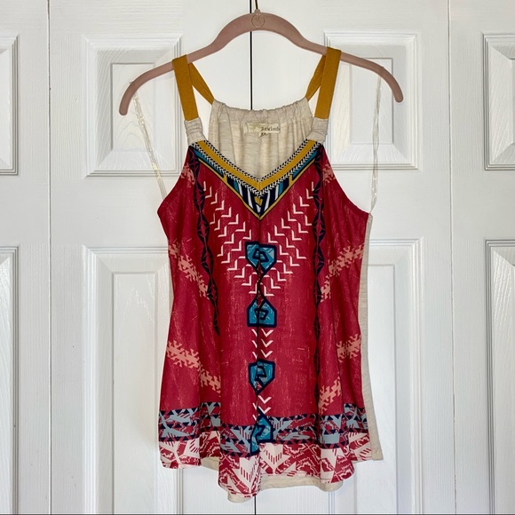 Rewind Tops - Rewind Aztec Bohemian Southwestern Flowy Tank Top XS